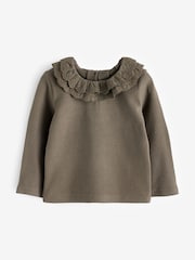 Khaki Green Long Sleeve Collar Top (3mths-7yrs) - Image 4 of 6