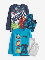 Blue/Grey Marvel 2 Pack 100% Cotton Pyjamas (3-16yrs) - Image 4 of 12