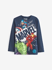 Blue/Grey Marvel 2 Pack 100% Cotton Pyjamas (3-16yrs) - Image 7 of 12