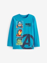 Blue/Grey Marvel 2 Pack 100% Cotton Pyjamas (3-16yrs) - Image 8 of 12