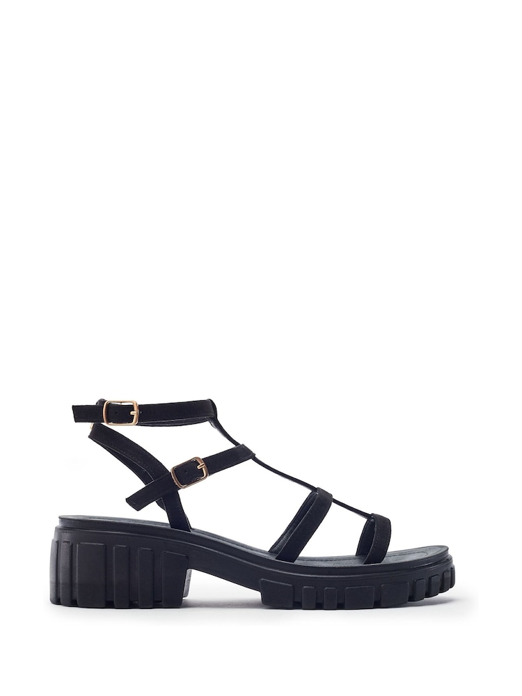Moda in Pelle Black Karyna Gladiator Chunky Sandals - Image 1 of 4 Moda in Pelle Black Karyna Gladiator Chunky Sandals - Image 1 of 4
