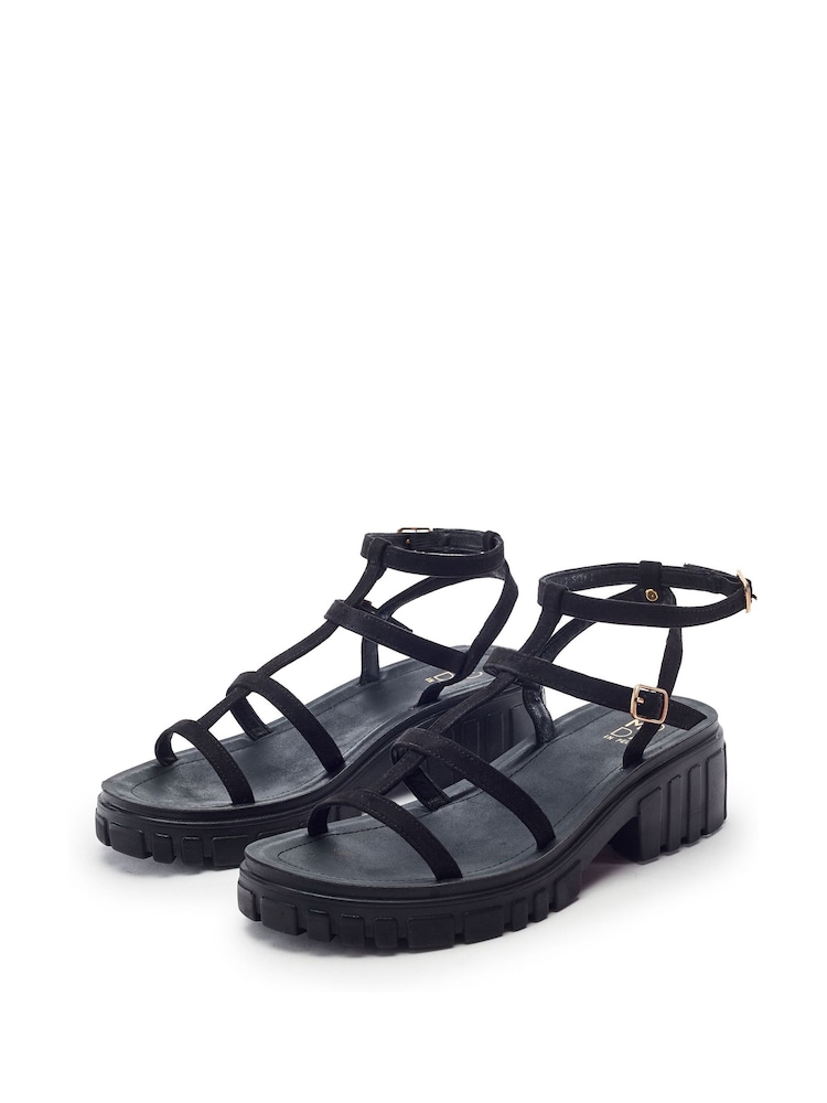Moda in Pelle Black Karyna Gladiator Chunky Sandals - Image 2 of 4 Moda in Pelle Black Karyna Gladiator Chunky Sandals - Image 2 of 4