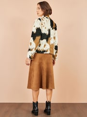 Yumi Brown Cow Print Faux Fur Zip Jacket - Image 5 of 5