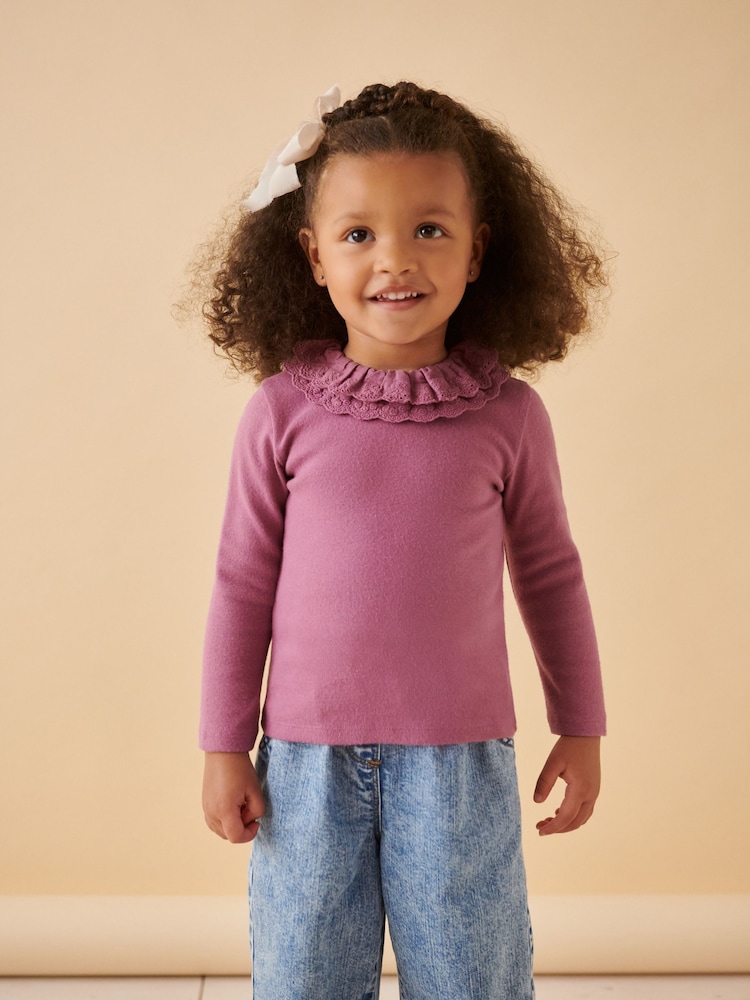 Purple Long Sleeve Collar Top (3mths-7yrs) - Image 1 of 7 Purple Long Sleeve Collar Top (3mths-7yrs) - Image 1 of 7