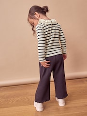 Black/White Stripe Long Sleeve Collar Top (3mths-7yrs) - Image 2 of 5