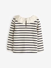 Black/White Stripe Long Sleeve Collar Top (3mths-7yrs) - Image 4 of 5