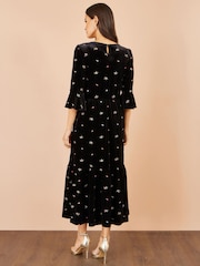 Yumi Black Velvet Embroidered Midi Dress - Image 5 of 5
