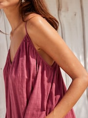 Dusky Pink Textured Volume Summer Maxi Dress - Image 4 of 7