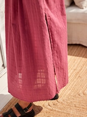 Dusky Pink Textured Volume Summer Maxi Dress - Image 5 of 7
