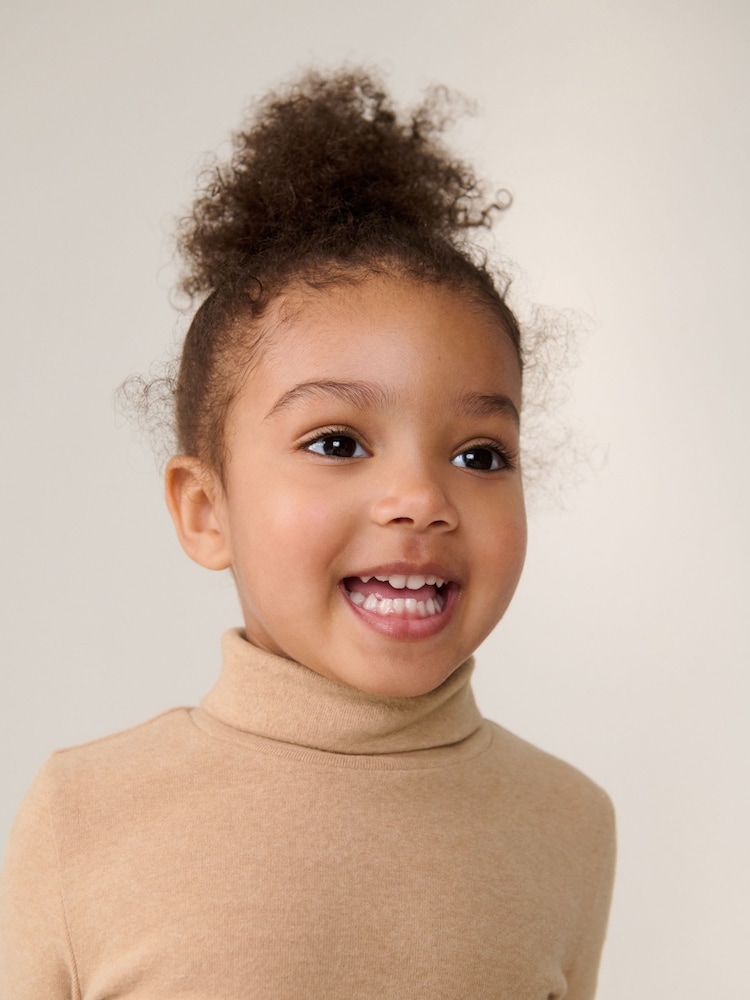 Tan Brown Brushed Long Sleeve Roll Neck Top (3mths-7yrs) - Image 4 of 4