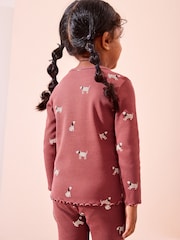 Burgundy Red Dog Cotton Rich Long Sleeve Rib T-Shirt (3mths-7yrs) - Image 3 of 7