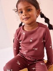Burgundy Red Dog Cotton Rich Long Sleeve Rib T-Shirt (3mths-7yrs) - Image 4 of 7