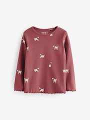 Burgundy Red Dog Cotton Rich Long Sleeve Rib T-Shirt (3mths-7yrs) - Image 5 of 7