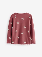 Burgundy Red Dog Cotton Rich Long Sleeve Rib T-Shirt (3mths-7yrs) - Image 6 of 7