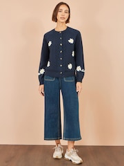 Yumi Blue Daisy Stitch Cardigan - Image 3 of 5