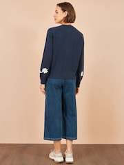 Yumi Blue Daisy Stitch Cardigan - Image 5 of 5