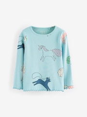 Blue Unicorn Cotton Rich Long Sleeve Rib T-Shirt (3mths-7yrs) - Image 4 of 6