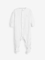 White 3 Pack 100% Cotton Baby Sleepsuits (0-18mths) - Image 4 of 12