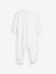 White 3 Pack 100% Cotton Baby Sleepsuits (0-18mths) - Image 5 of 12