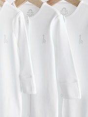 White 3 Pack 100% Cotton Baby Sleepsuits (0-18mths) - Image 6 of 12