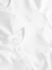 White 3 Pack 100% Cotton Baby Sleepsuits (0-18mths) - Image 8 of 12
