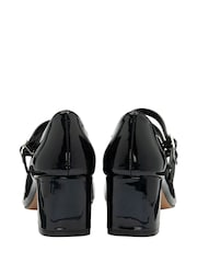 Ravel Black Mary Jane Twin Buckle Block Heel Shoes - Image 3 of 4