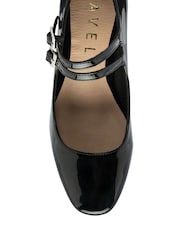 Ravel Black Mary Jane Twin Buckle Block Heel Shoes - Image 4 of 4