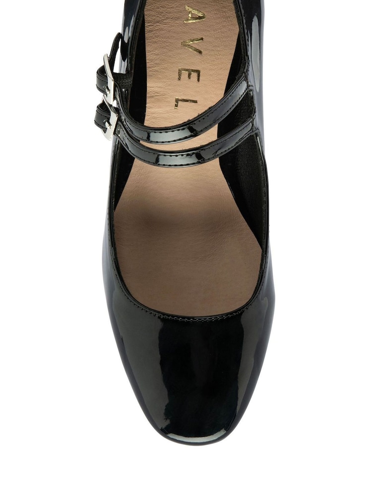 Ravel Black Mary Jane Twin Buckle Block Heel Shoes - Image 4 of 4