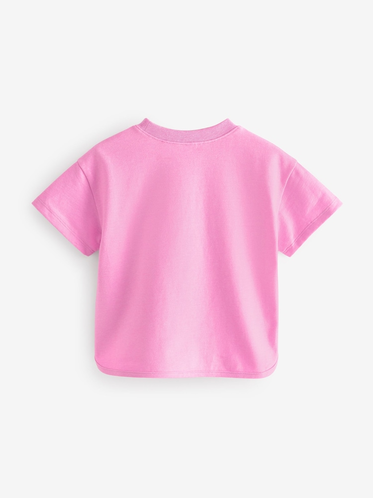 Pink 100% Cotton Short Sleeve Appliqué T-Shirt (3mths-7yrs) - Image 2 of 3