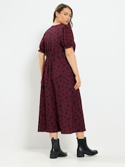 Yours Curve Purple V-Neck Textured Midi Tea Dress - Image 2 of 6