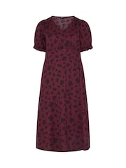 Yours Curve Purple V-Neck Textured Midi Tea Dress - Image 5 of 6