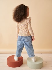 Floral Cotton Rich Long Sleeve Ribbed Frill T-Shirt (3mths-7yrs) - Image 3 of 7