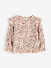 Floral Cotton Rich Long Sleeve Ribbed Frill T-Shirt (3mths-7yrs) - Image 5 of 7