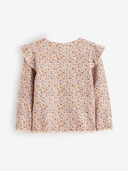 Floral Cotton Rich Long Sleeve Ribbed Frill T-Shirt (3mths-7yrs) - Image 6 of 7