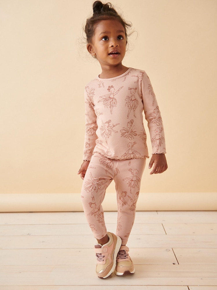 Pink Ballet Cotton Rich Long Sleeve Rib T-Shirt (3mths-7yrs) - Image 2 of 7