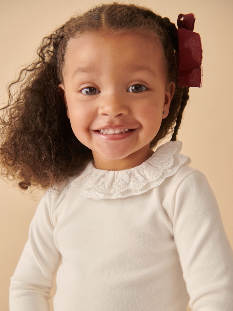 Ecru White Long Sleeve Collar Top (3mths-7yrs) - Image 3 of 6