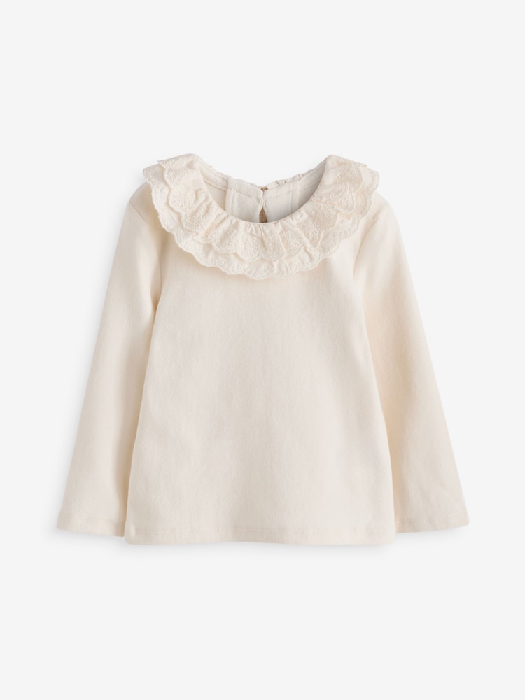 Ecru White Long Sleeve Collar Top (3mths-7yrs) - Image 4 of 6