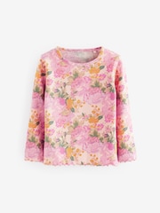 Pink Vintage Floral Cotton Rich Long Sleeve Rib T-Shirt (3mths-7yrs) - Image 4 of 6
