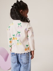 Ecru Rainbow Cherries Cotton Rich Long Sleeve Ribbed High Neck T-Shirt (3mths-7yrs) - Image 3 of 7