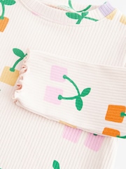 Ecru Rainbow Cherries Cotton Rich Long Sleeve Ribbed High Neck T-Shirt (3mths-7yrs) - Image 7 of 7