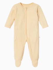 MORI Ribbed Stretch Cotton & Bamboo 2 Way Zip Sleepsuit - Image 3 of 6