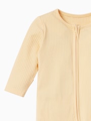 MORI Ribbed Stretch Cotton & Bamboo 2 Way Zip Sleepsuit - Image 4 of 6