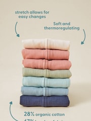 MORI Ribbed Stretch Cotton & Bamboo 2 Way Zip Sleepsuit - Image 6 of 6