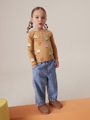 Ochre Pastel Flowers Cotton Rich Long Sleeve Rib T-Shirt (3mths-7yrs) - Image 2 of 7