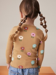 Ochre Pastel Flowers Cotton Rich Long Sleeve Rib T-Shirt (3mths-7yrs) - Image 3 of 7