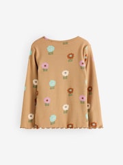 Ochre Pastel Flowers Cotton Rich Long Sleeve Rib T-Shirt (3mths-7yrs) - Image 6 of 7