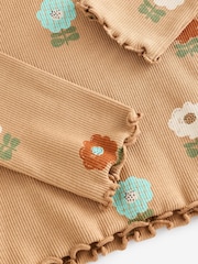 Ochre Pastel Flowers Cotton Rich Long Sleeve Rib T-Shirt (3mths-7yrs) - Image 7 of 7