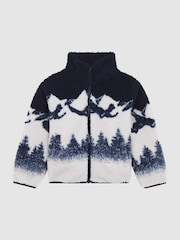 Reiss Blue Multi Clement Junior Textured Zip-Through Jacket - Image 2 of 6