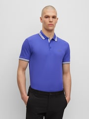 BOSS Purple Cotton Paddy Tipped Polo Shirt - Image 2 of 5
