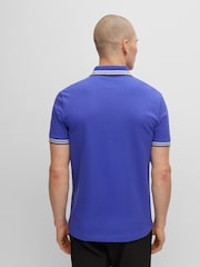 BOSS Purple Cotton Paddy Tipped Polo Shirt - Image 3 of 5